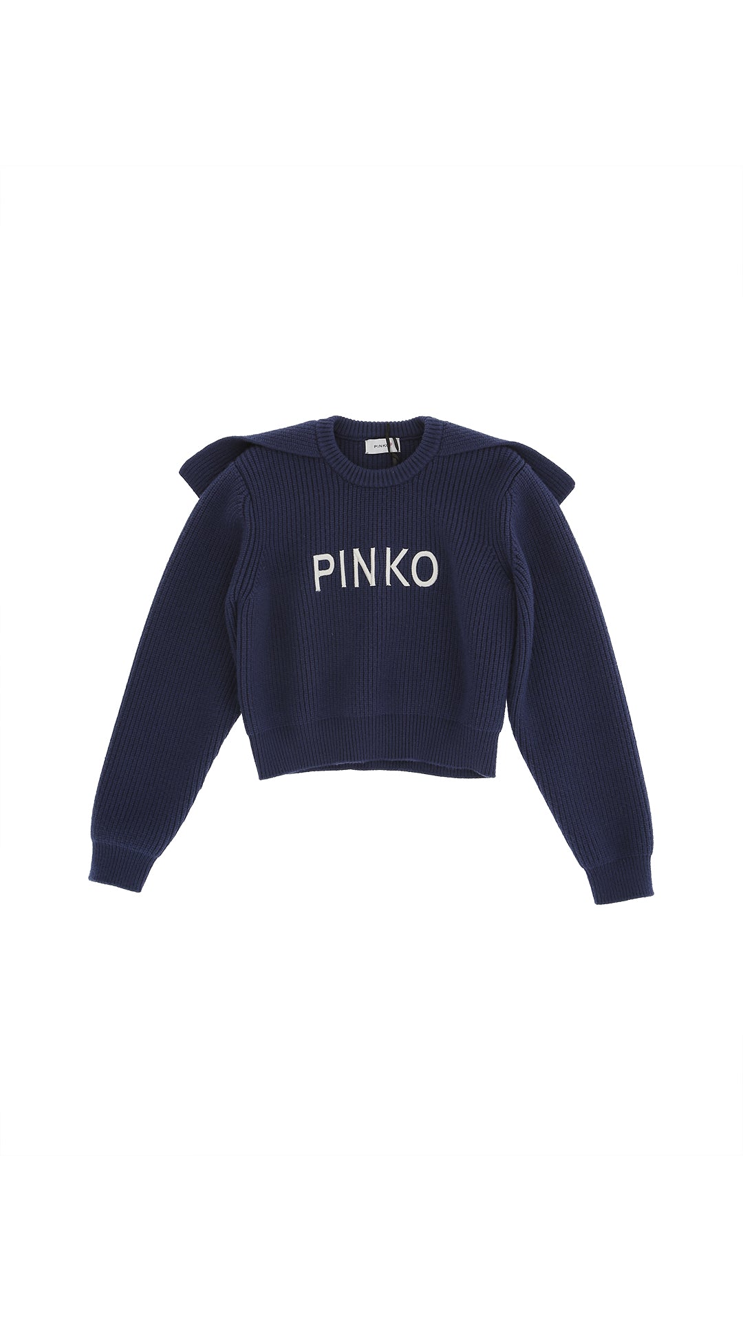 GIROCOLLO TRICOT CON BAVERO E RICAMO LOGO 