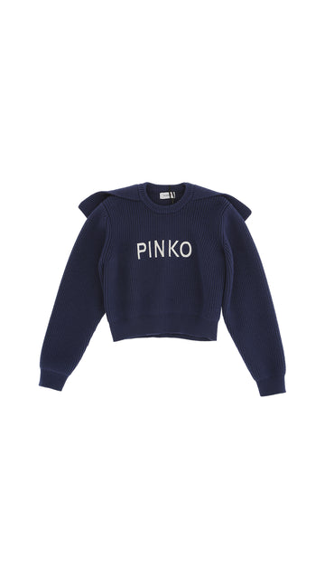 GIROCOLLO TRICOT CON BAVERO E RICAMO LOGO 