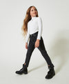 SKINNY IN DENIM BLACK C/DETTAGLI SPALMATI 