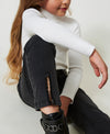 SKINNY IN DENIM BLACK C/DETTAGLI SPALMATI 