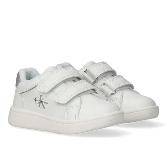 SNEAKER BASSA VELCRO BIANCO/ARGENTO 