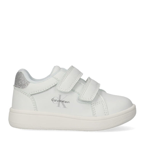SNEAKER BASSA VELCRO BIANCO/ARGENTO 