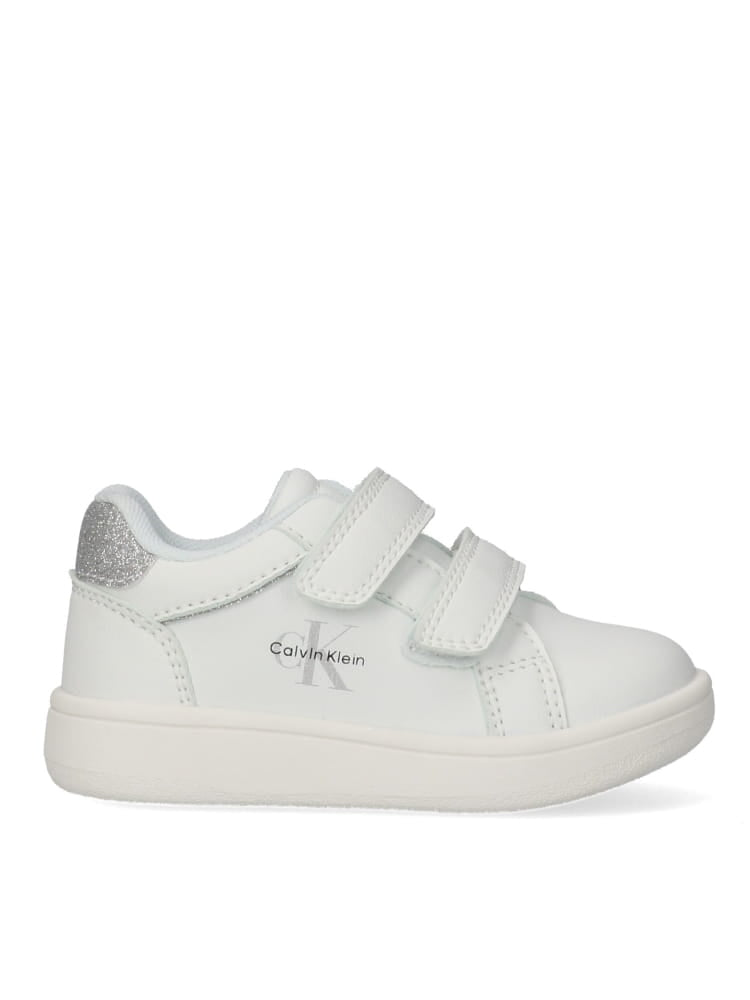 SNEAKER BASSA VELCRO BIANCO/ARGENTO 