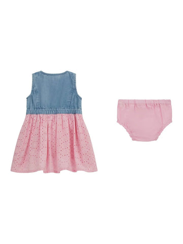 SET MIXED FABRIC DRESS+PANTIE 