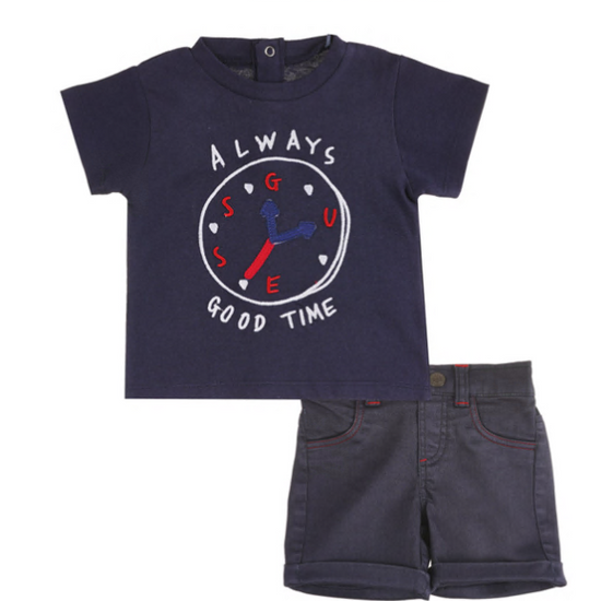 SET LS TSHIRT+BULL DENIM SHORT 
