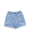 DENIM SHORTS W/EXPOSED BUTTON 