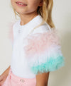 T-SHIRT IN JERSEY C/MANICHE IN TULLE SFUMATO 