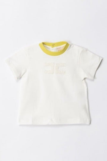 T-SHIRT CON COSTINA E RICAMO LOGO CEDRO/AVORIO 