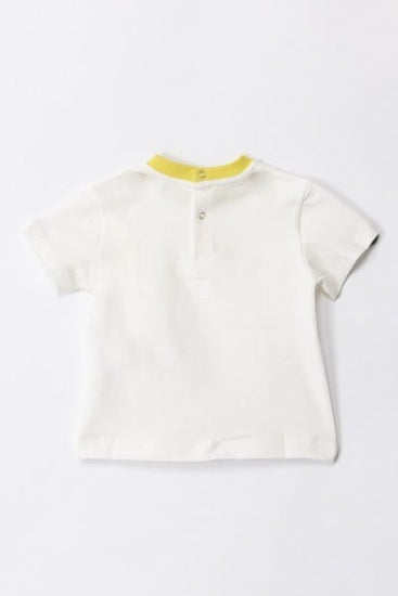 T-SHIRT CON COSTINA E RICAMO LOGO CEDRO/AVORIO 