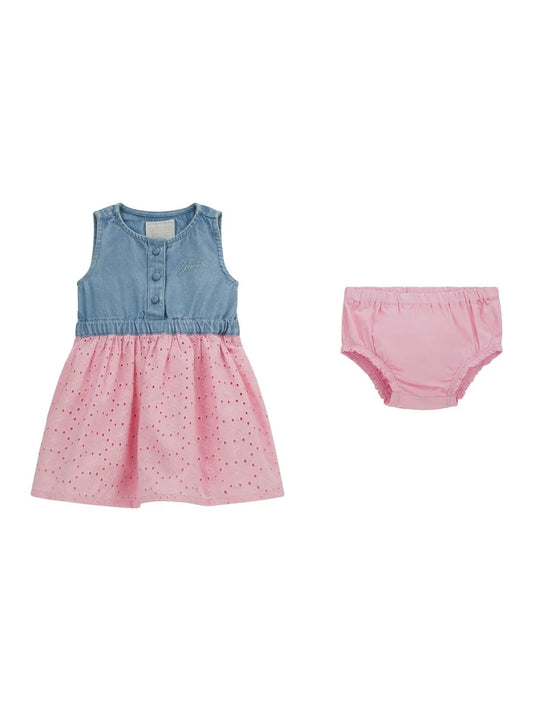 SET MIXED FABRIC DRESS+PANTIE 