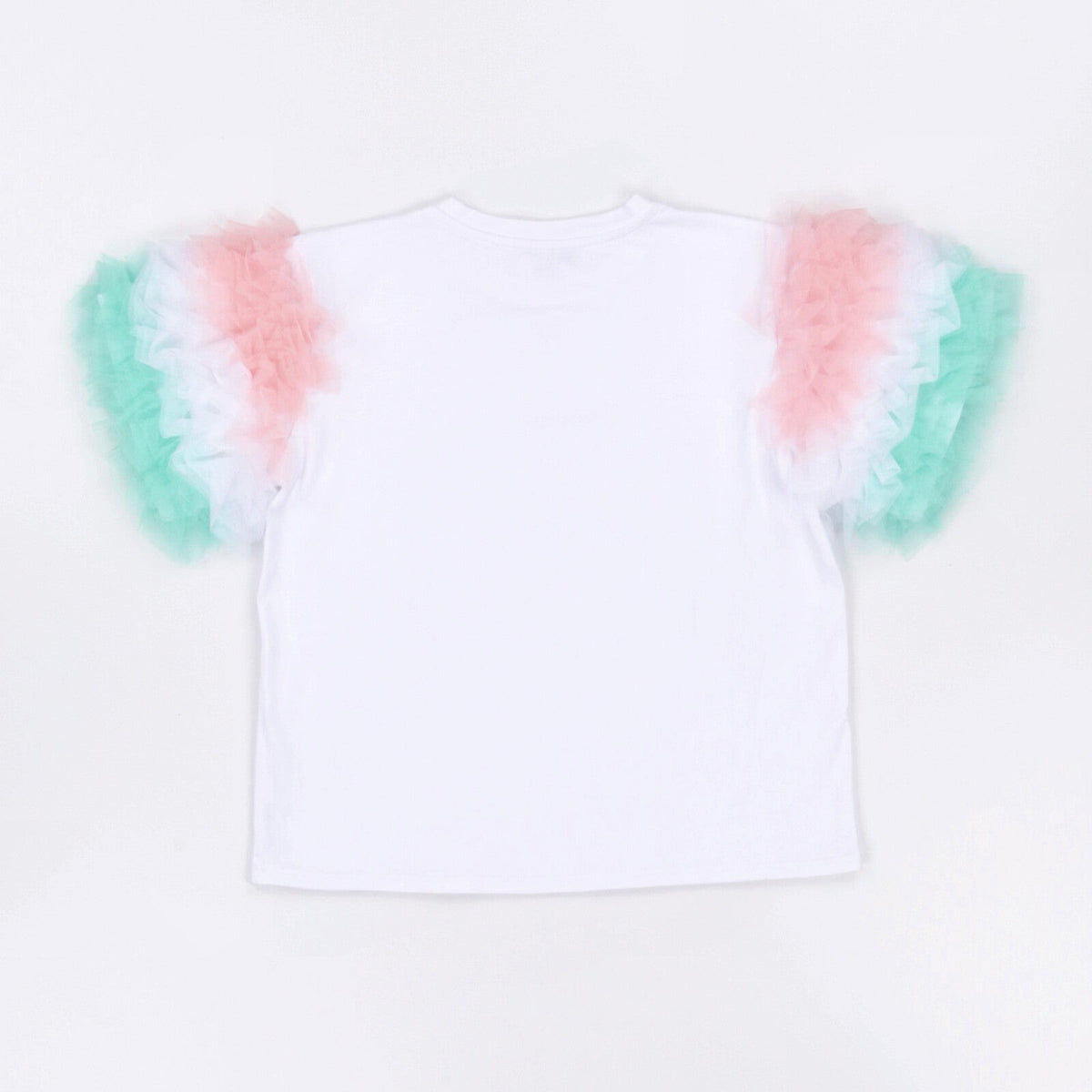 T-SHIRT IN JERSEY C/MANICHE IN TULLE SFUMATO 