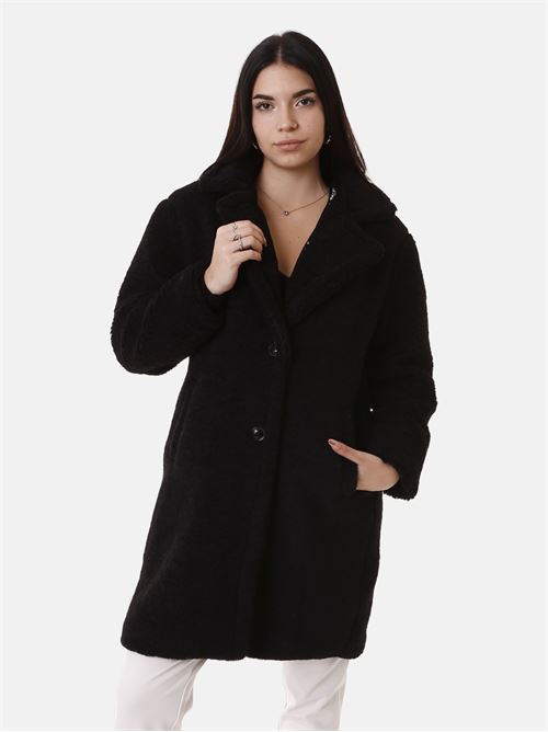 CAPPOTTO LUNGO IN ECO PELLICCIA MARKUP | MW564623/NERO