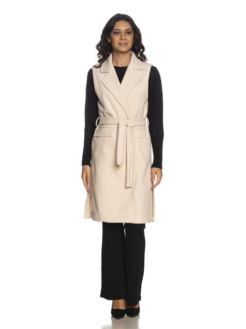 CAPPOTTO SMANICATO CON CINTURA MARKUP | MW564626/LATTE