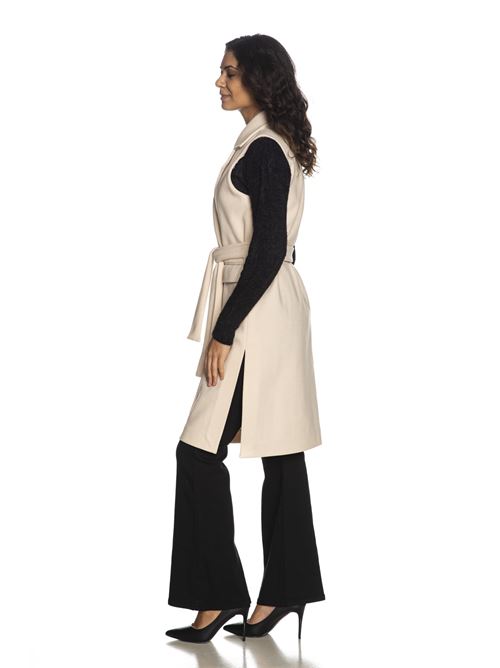 CAPPOTTO SMANICATO CON CINTURA MARKUP | MW564626/LATTE