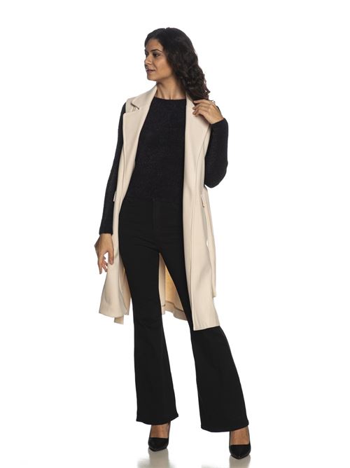 CAPPOTTO SMANICATO CON CINTURA MARKUP | MW564626/LATTE