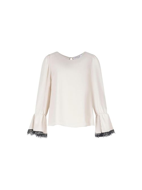 BLUSA GIROCOLLO CON PIZZO A CONTRASTO ARTIGLI | ACBL000260/013