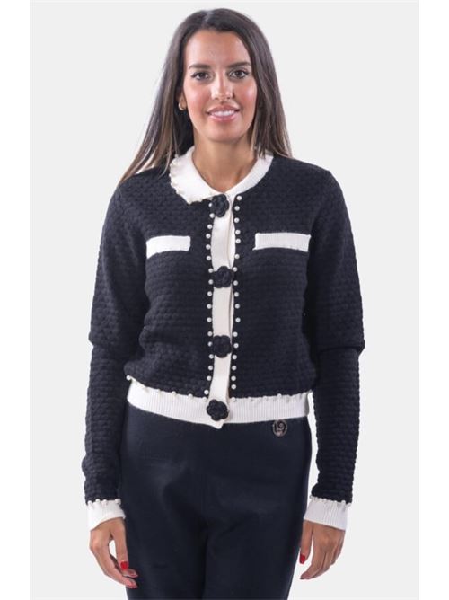 KNITTED CARDIGAN BLACKCREAM FRACOMINA | FR23WT8019K45801/054