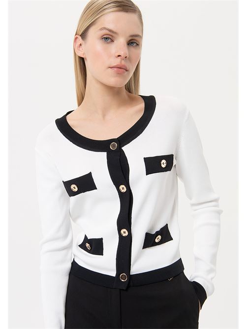 CHANEL CARDIGAN CREAMBLACK FRACOMINA | FR24ST8004K41601/109