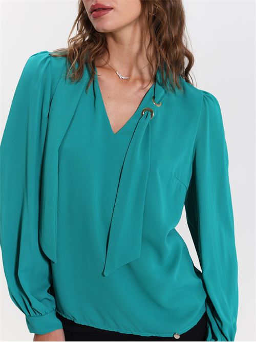 CFC 19377 B-BLUSA CON SCIARPINA DOPPIA GEORGETTE RINASCIMENTO | CFC0019377002/B520