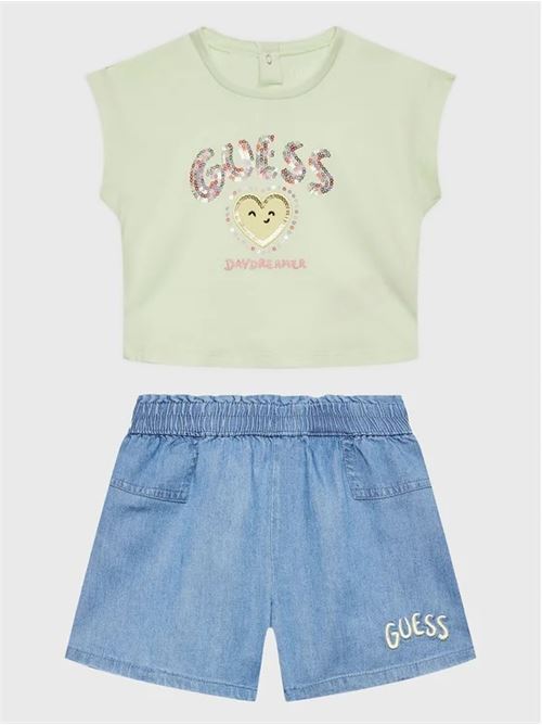 SET SS TSHIRT+CHAMBRAY SHORTS GUESS | K3GG03K6YW0/A80Q