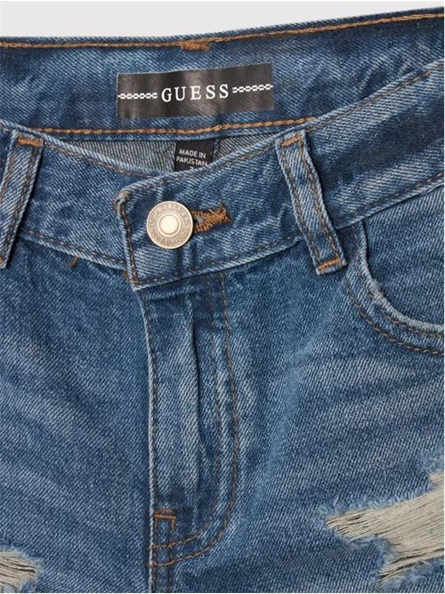 DENIM LINEN SHORTS W/DAMAGES GUESS | L2GD15D41E0/UELN