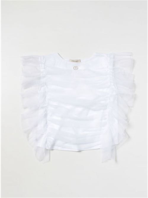 T-SHIRT IN JERSEY E TULLE C/DETTAGLIO ALETTA TWINSET | 231GJ2Q71/00366